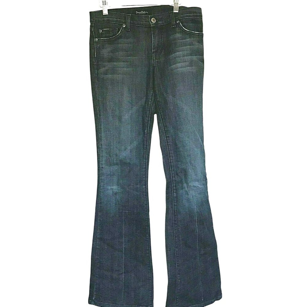 David Kahn Jeans Women's Bootcut Size 27 Dark Wash Blue Distressed Denim - Picture 1 of 11